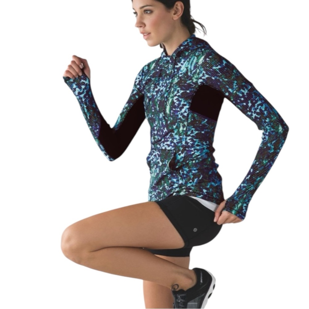 LULULEMON Runbeam Hoodie Floral Sport in Multicolors Size 2 or 4 — Older Style - Picture 4 of 13